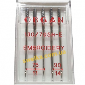 Иглы Organ для вышивки EMBROIDERY 130/705Н-Е