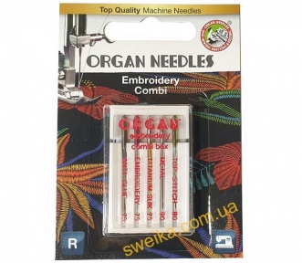 Иглы Organ Embroidery Combi для вышивки в блистере