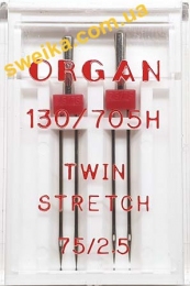 Голка ORGAN 130/705H Супер Стрейч подвійна №75/2.5